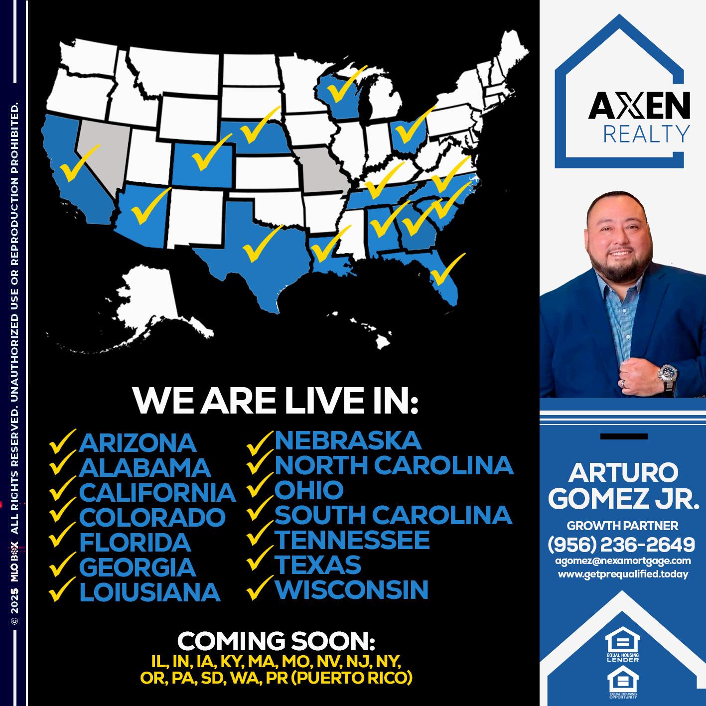 we are live in NEBRASKA - Arturo Gomez Jr -Mortgage Broker